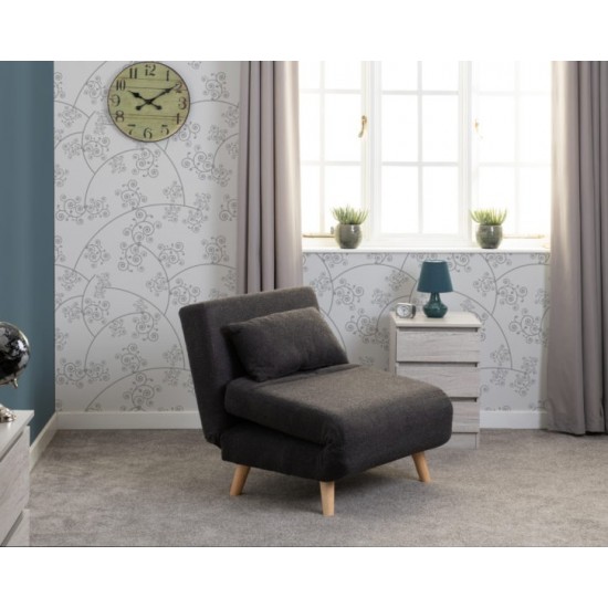 Chair Bed Grey Boucle Fabric