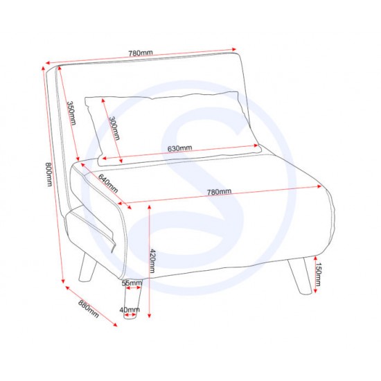 Chair Bed Grey Boucle Fabric
