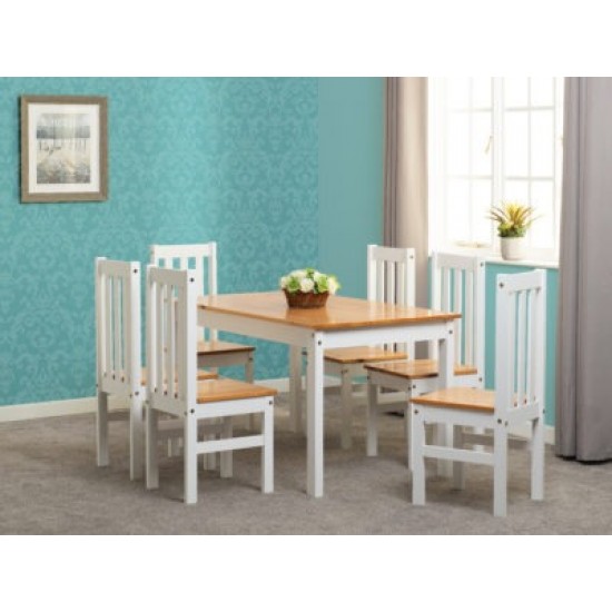 White/Oak Lacquer Dining Table + 6 Chairs