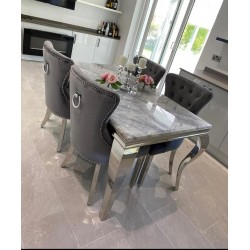 LOUIS Rectangular Marble Dining Table & 4 Chairs