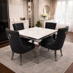 LOUIS Square Marble Dining Table & 4 Chairs
