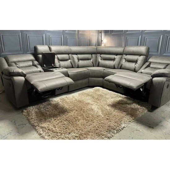Miami Two Tone Grey Tech Leather Corner Power Recliner 
